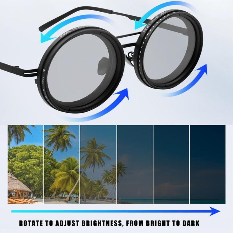【🔥2025 New Sale】Adjustable Tint Rounded Polarized Lenses Retro Sunglasses