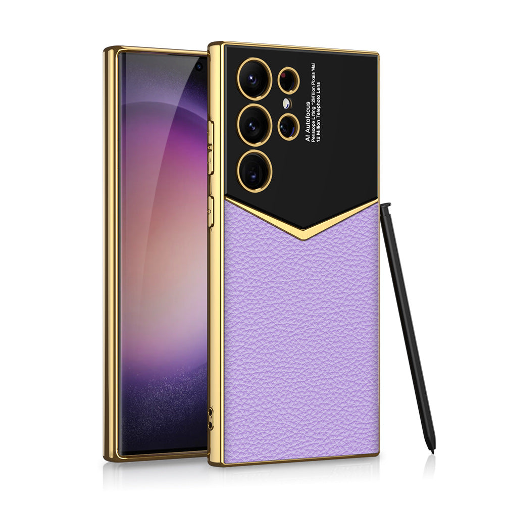 Electroplated Leather Phone Case For Samsung Galaxy S24 S23 Series