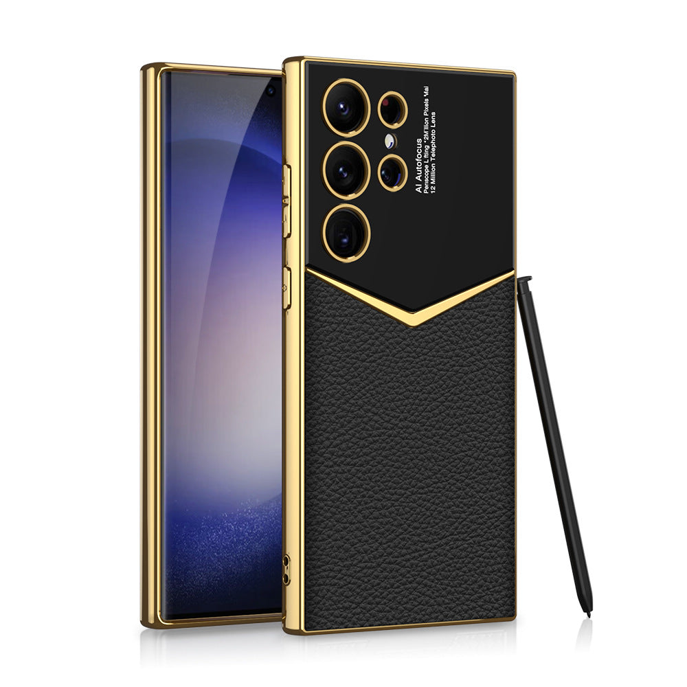 Electroplated Leather Phone Case For Samsung Galaxy S24 S23 Series