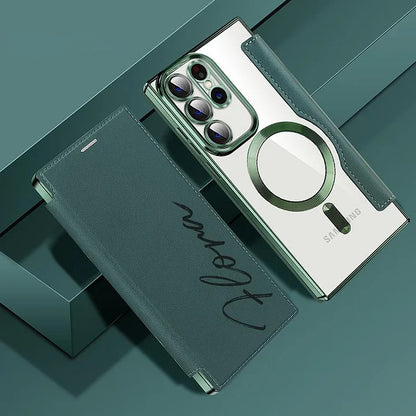 Personalized Leather Texture Flip Phone Case for Samsung
