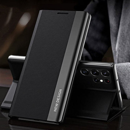 Galaxy S21 Series Leather Side Window Flip Case