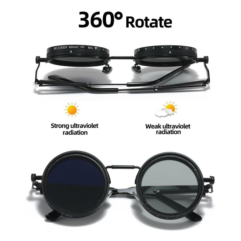 【🔥2025 New Sale】Adjustable Tint Rounded Polarized Lenses Retro Sunglasses