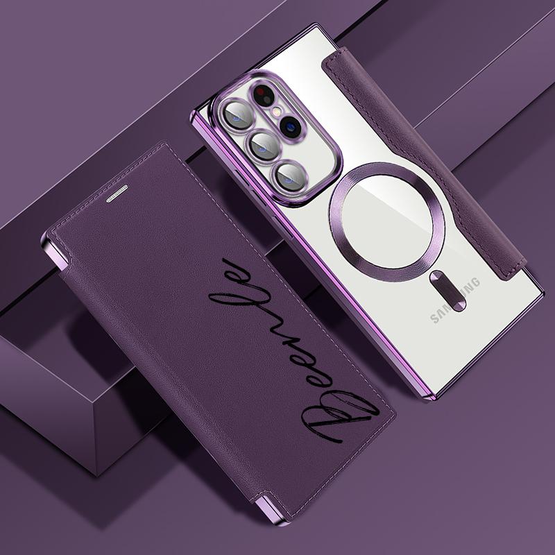 Personalized Leather Texture Flip Phone Case for Samsung