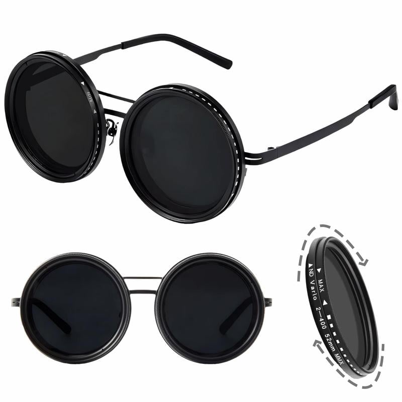 【🔥2025 New Sale】Adjustable Tint Rounded Polarized Lenses Retro Sunglasses